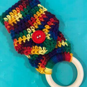 🐻New Rainbow Single Ring w/Button Kitchen Towel Holder - Handmade By Seller